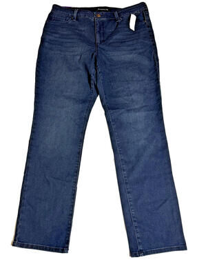 Bandolino Amy Modern Straight Jeans Wayne Blue Slimming Womens Size 16 NEW! NWT